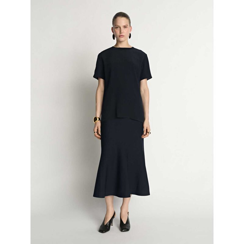 Veronika Maine Silk Rib Neck Top image number 6